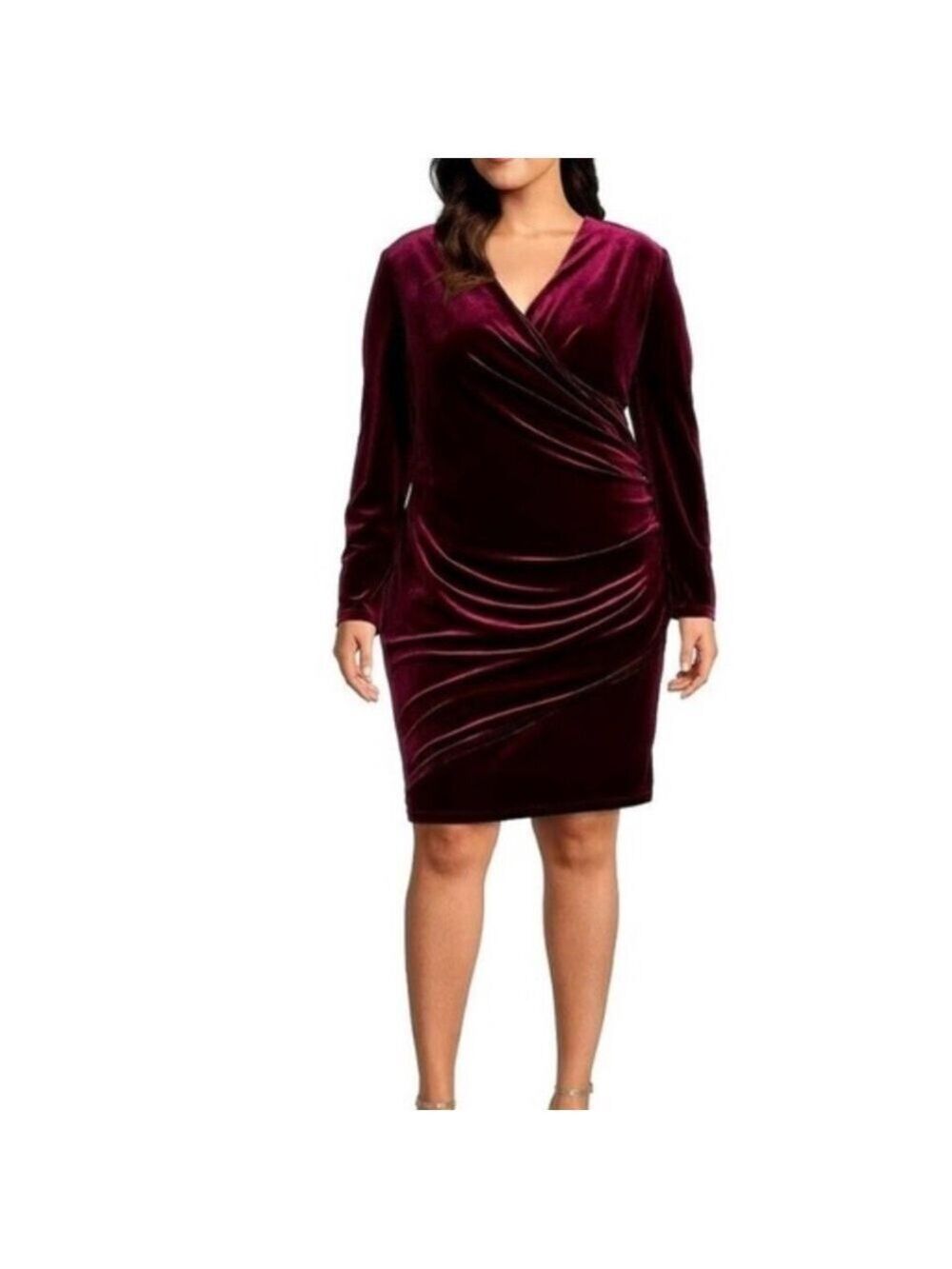 Alex Marie Plus Nikki Surplice V-Neck Stretch Velvet Social Dress Size 24W NWT